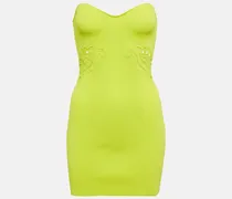 Minikleid aus Rippstrick mit Spitze
