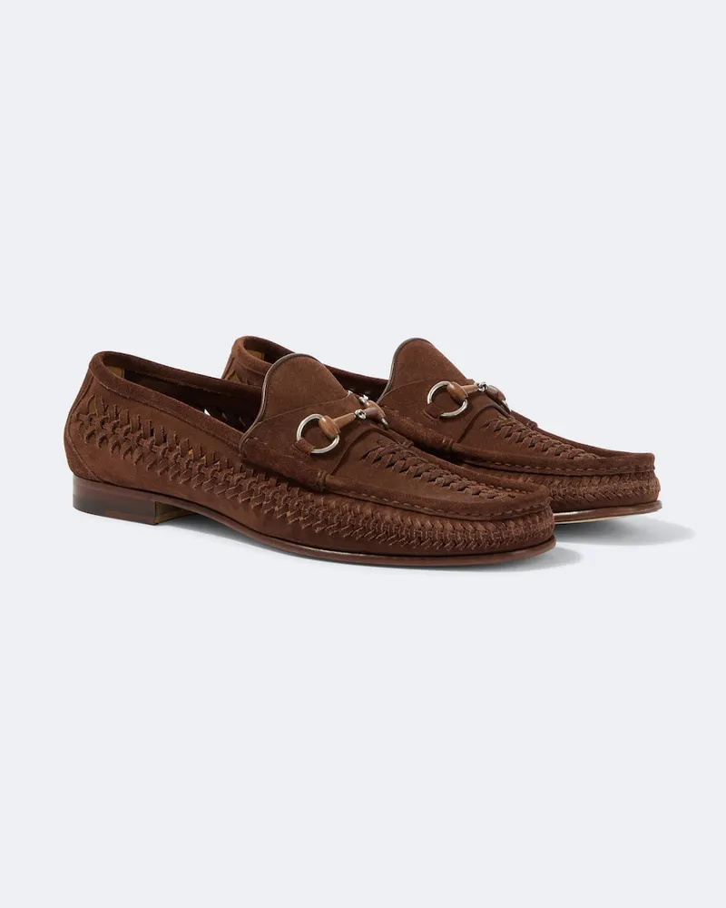 Gucci Loafers Bamboo Horsebit aus Veloursleder Braun