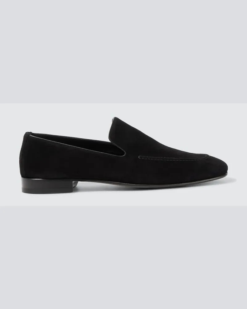 Manolo Blahnik Slip-Ons Truro aus Veloursleder Schwarz
