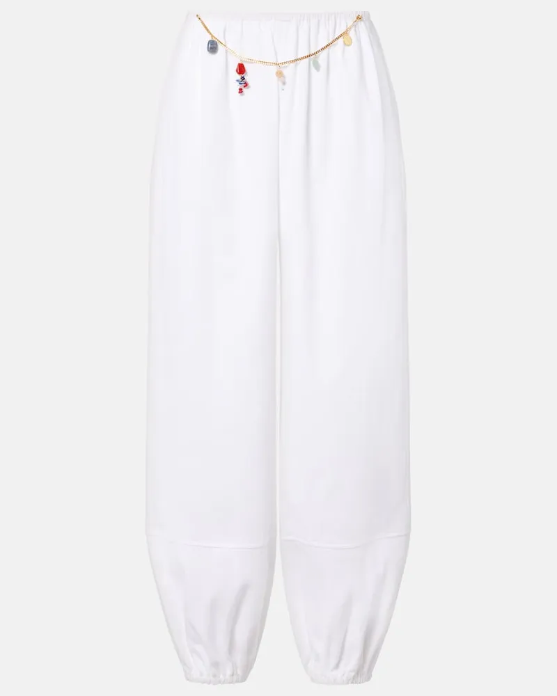 Stella McCartney Verzierte Hose aus Baumwolle Weiß