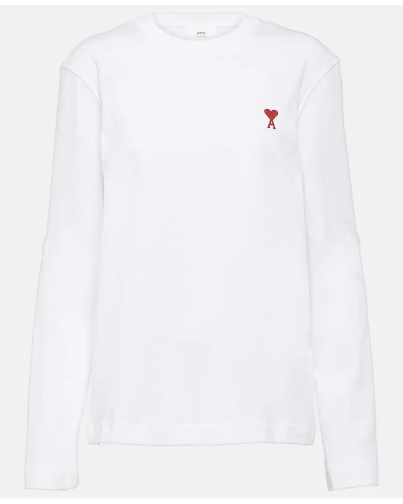 AMI Paris Sweatshirt Ami de Cour aus Baumwoll-Jersey Weiss