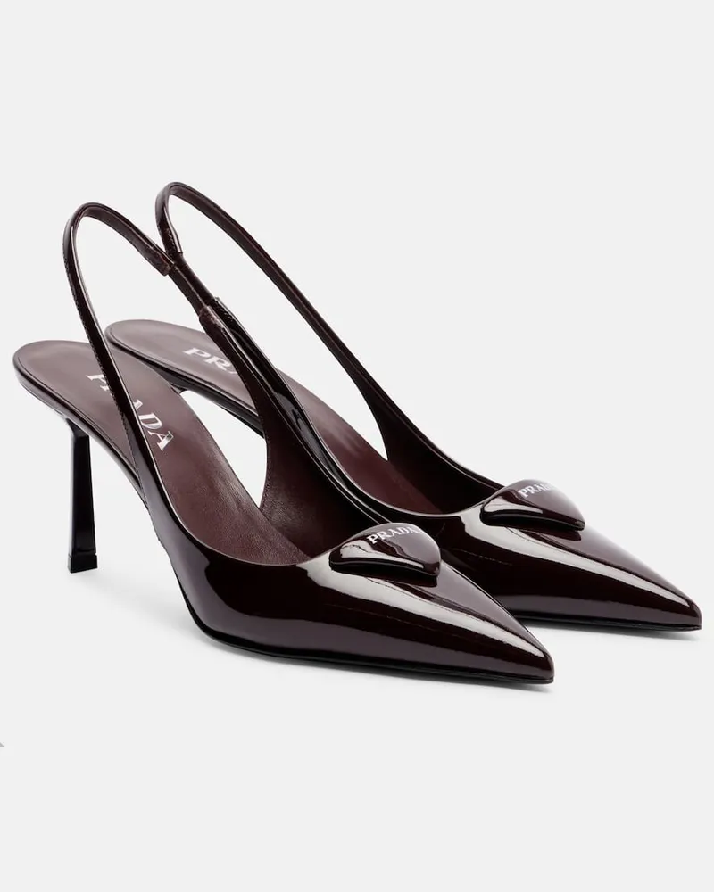 Prada Slingback-Pumps aus Lackleder Burgund