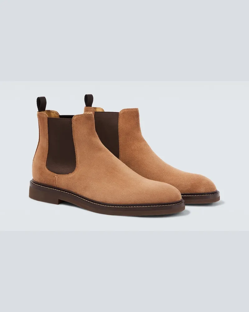Brunello Cucinelli Chelsea Boots aus Veloursleder Braun