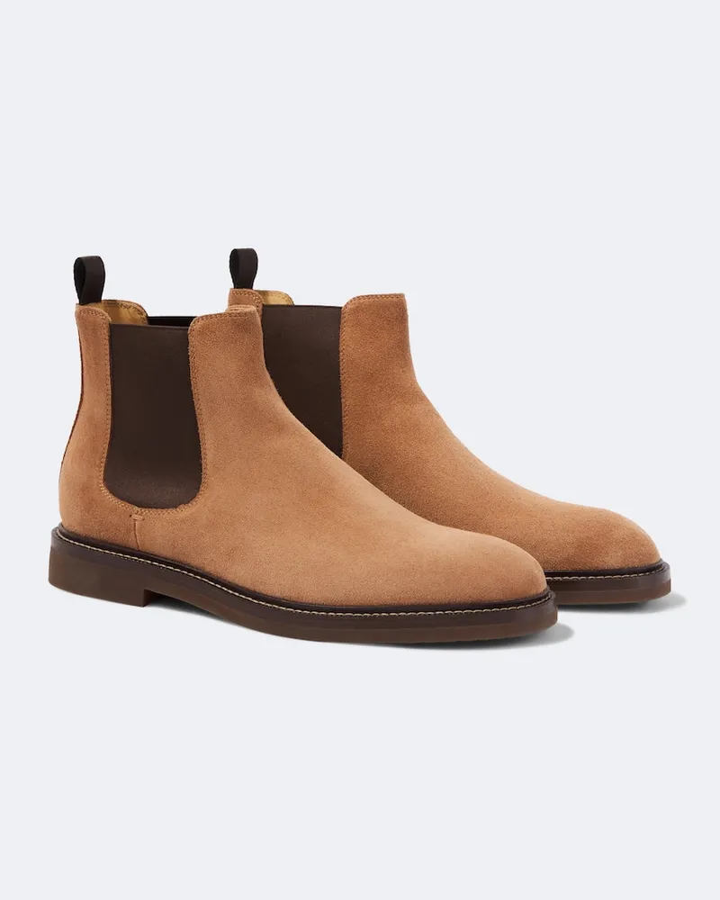 Brunello Cucinelli Chelsea Boots aus Veloursleder Braun