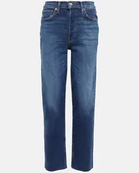 RE/DONE High-Rise Straight Jeans Blau