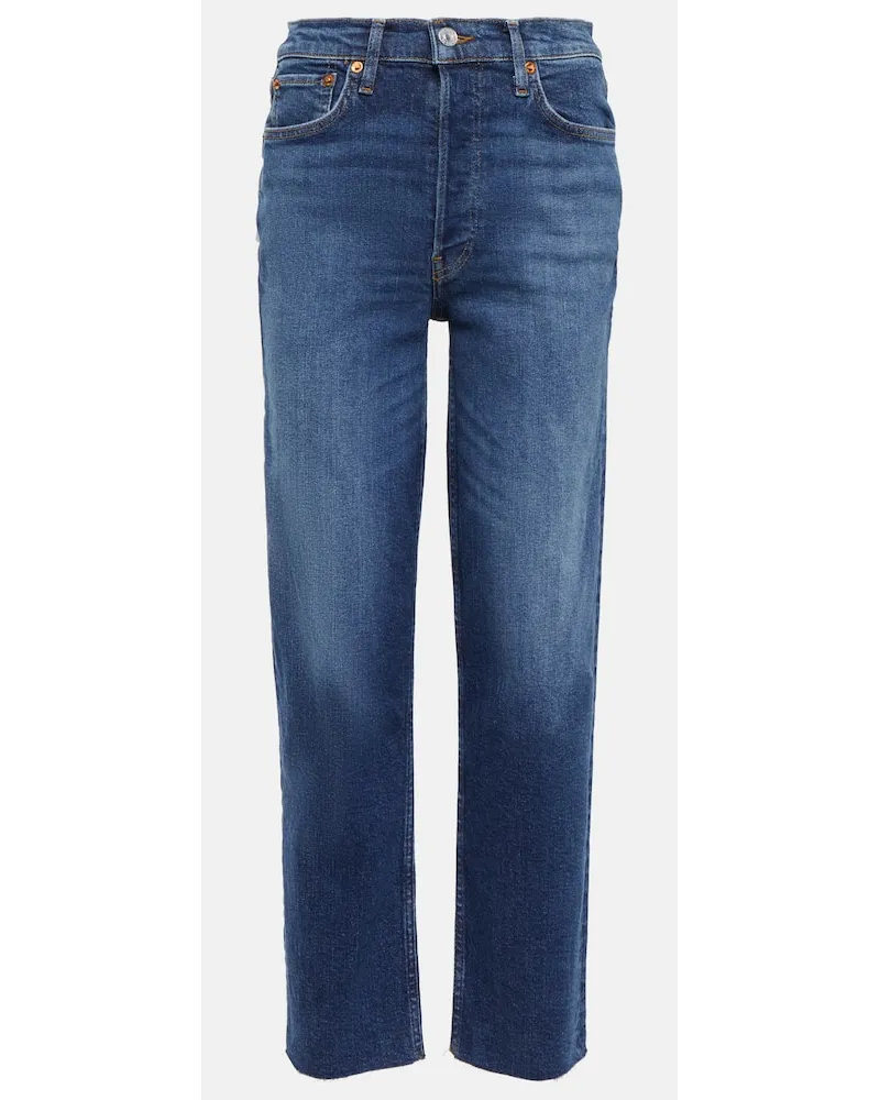 RE/DONE High-Rise Straight Jeans Blau