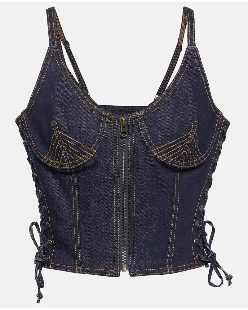 Jean Paul Gaultier Bustier-Top aus Denim Blau