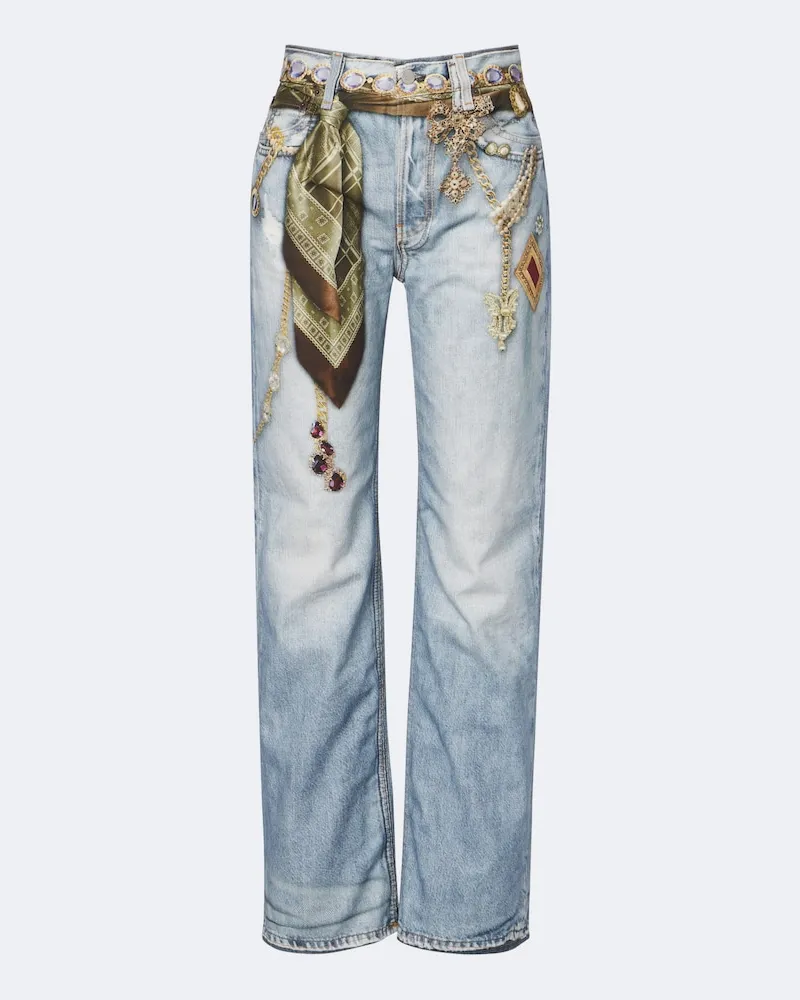 Acne Studios Bedruckte Wide-Leg Jeans Blau