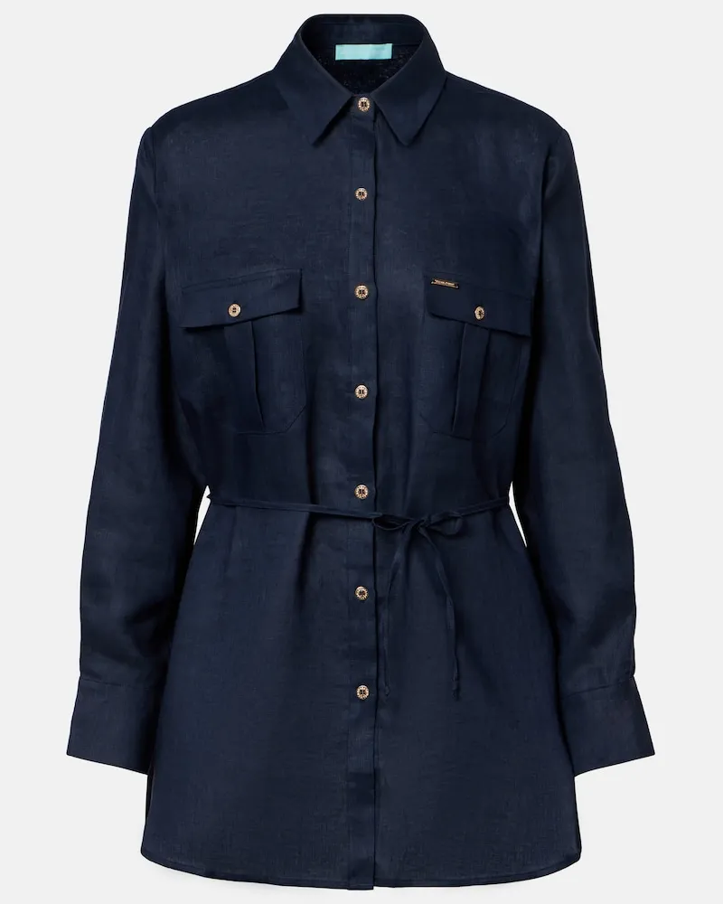 Melissa Odabash Hemd Ariel aus Leinen Blau