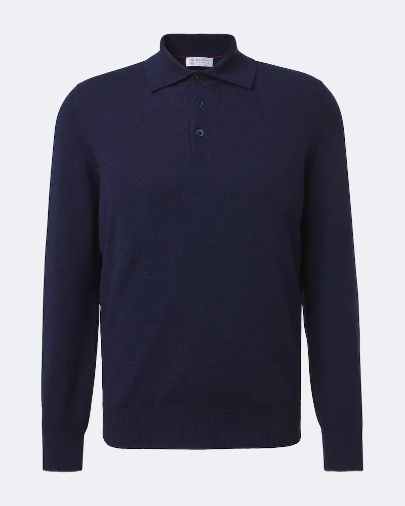 Brunello Cucinelli Polopullover aus Kaschmir Blau