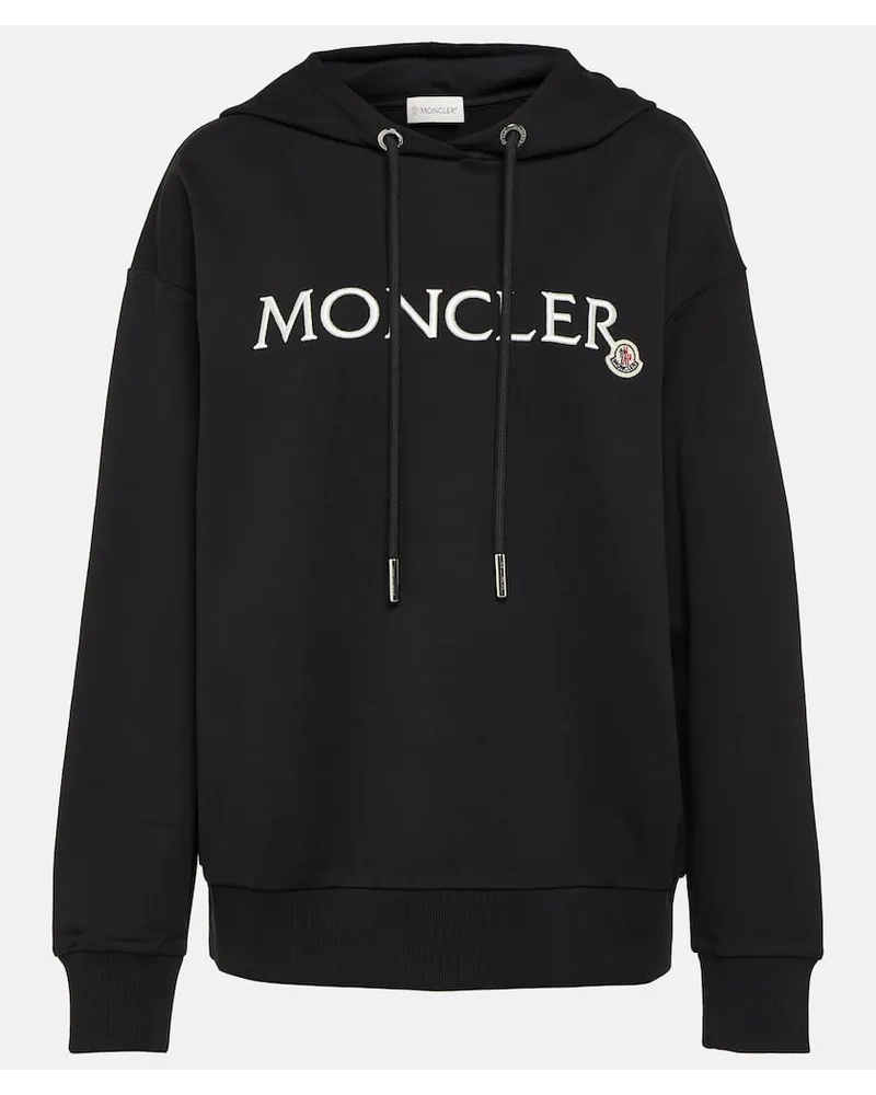 Moncler Hoodie aus Baumwoll-Jersey Schwarz