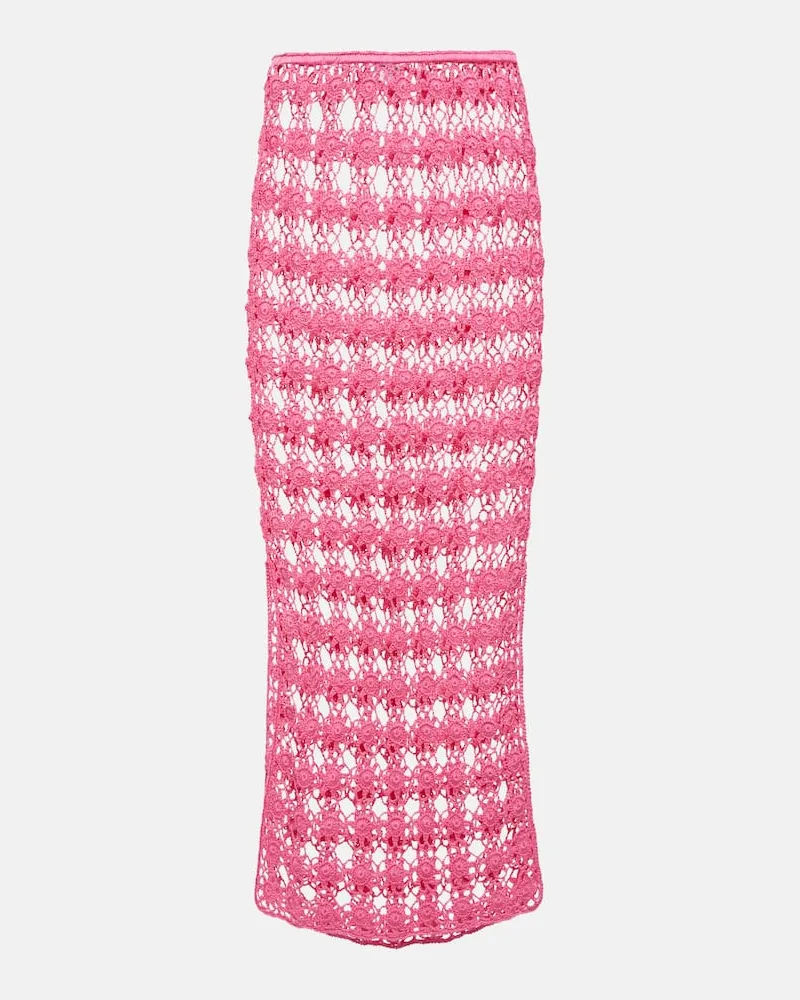 Anna Kosturova Maxirock Rosette aus Häkelstrick Pink