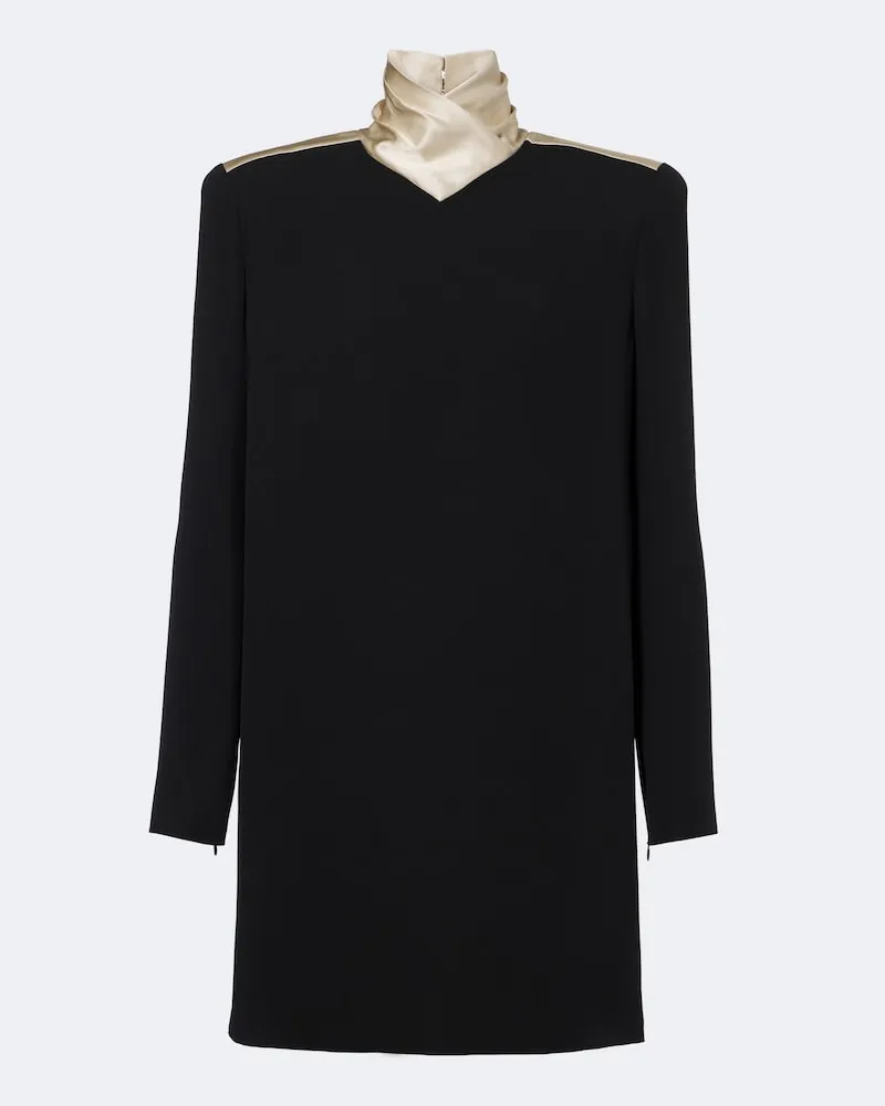 Valentino Garavani Minikleid aus Cady Couture mit Seidensatin Schwarz