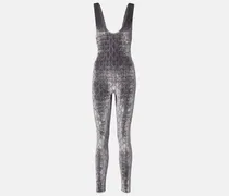 Jumpsuit GG Crystal aus Samt miT Kristallen