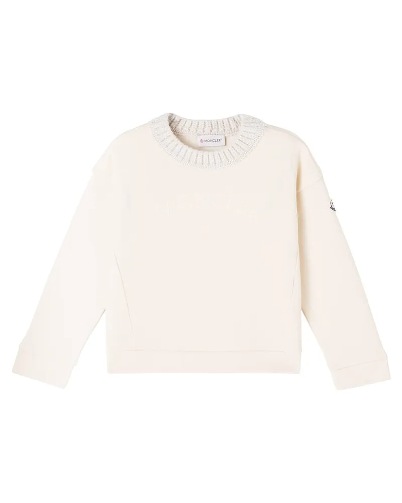 Moncler Sweatshirt aus Baumwoll-Jersey mit Wolle Weiß