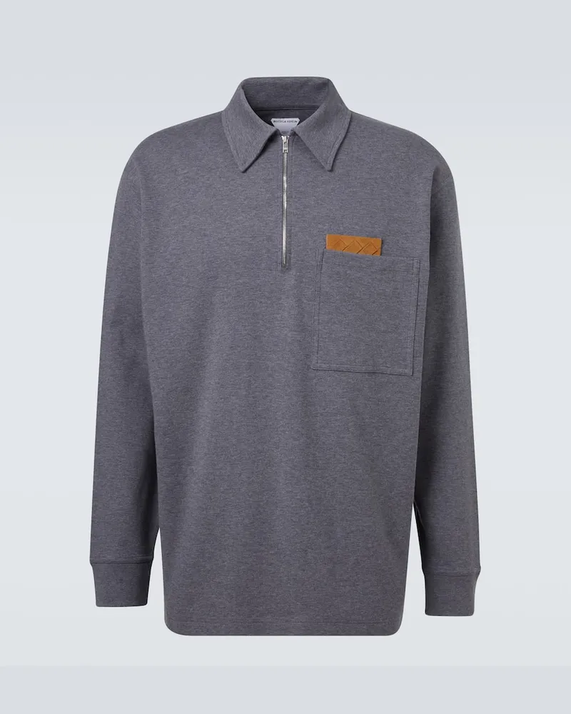Bottega Veneta Polopullover Intrecciato aus Baumwoll-Jersey Grau