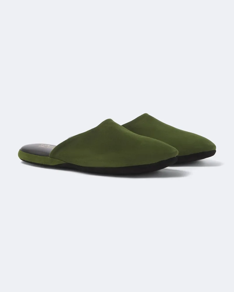Charvet Slippers aus Veloursleder Grün