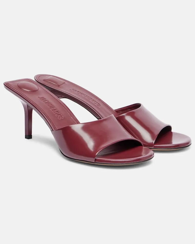 Jacquemus Pantoletten Cubisto 70 aus Leder Burgunderrot