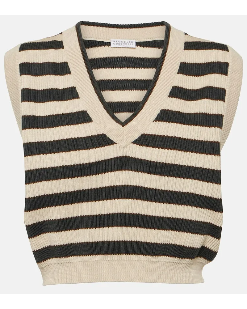 Brunello Cucinelli Pullunder aus Baumwolle Multicolor