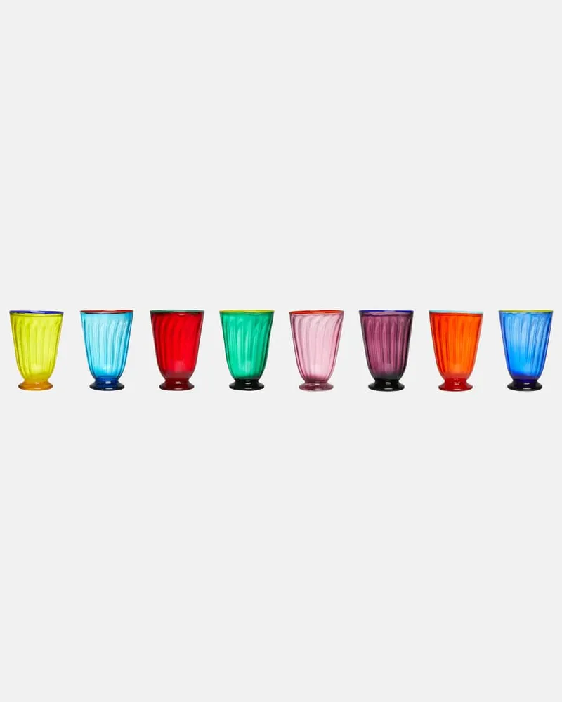 La DoubleJ Set Rainbow Mix aus acht Gläsern Multicolor