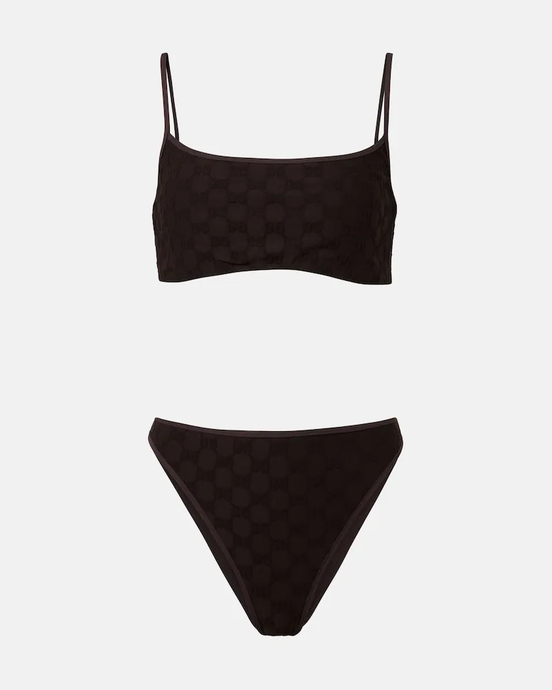 Gucci Bikini GG aus Jersey Braun