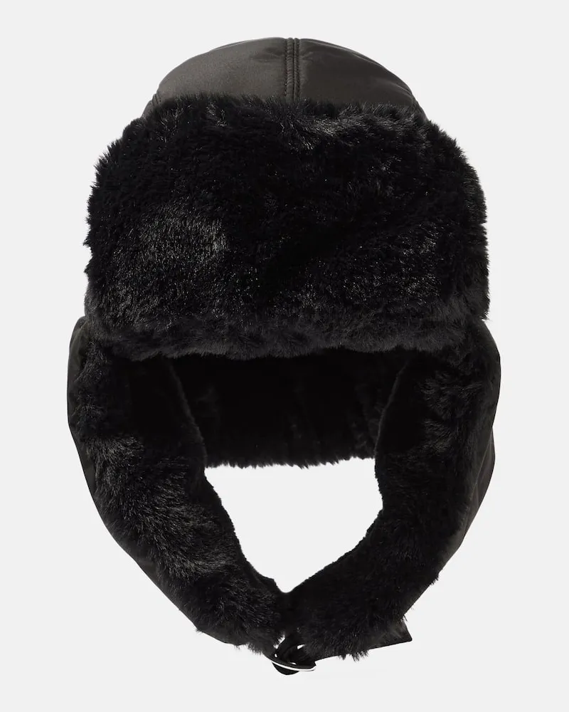 Stella McCartney Mütze mit Faux Fur Schwarz