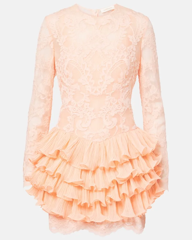 Zimmermann Minikleid Crush Lace Frill Orange