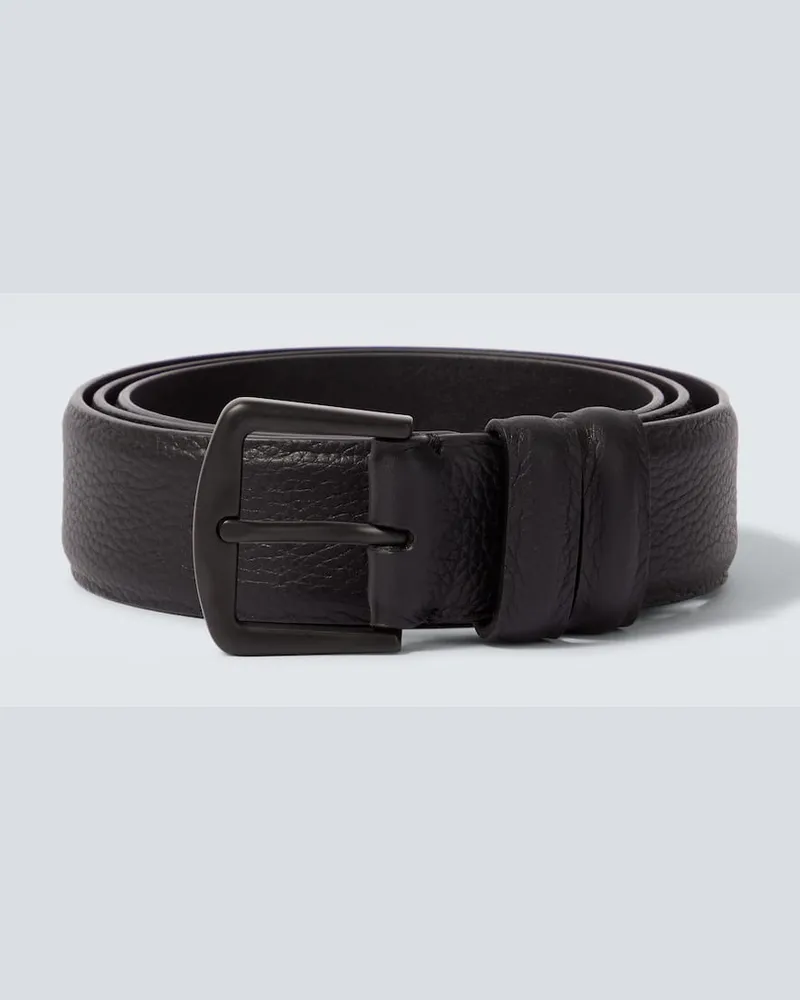 Loro Piana Gürtel Alsavel aus Leder Schwarz