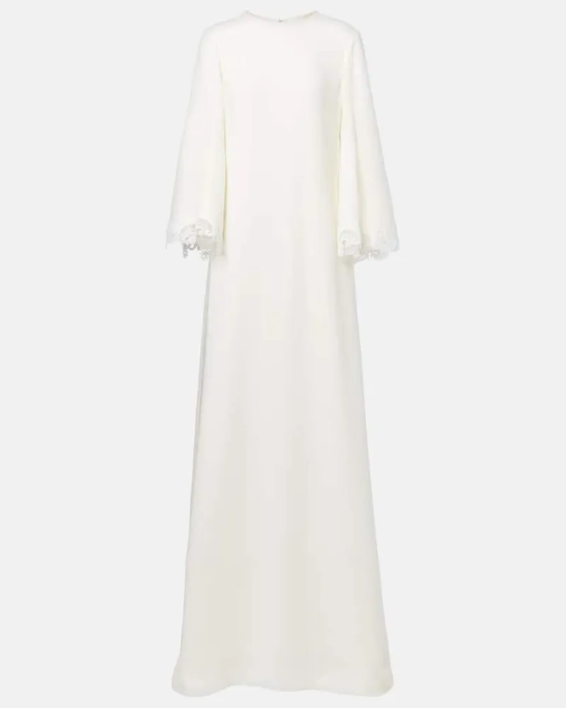 Oscar de la Renta Kaftan aus Georgette mit Spitze Weiß