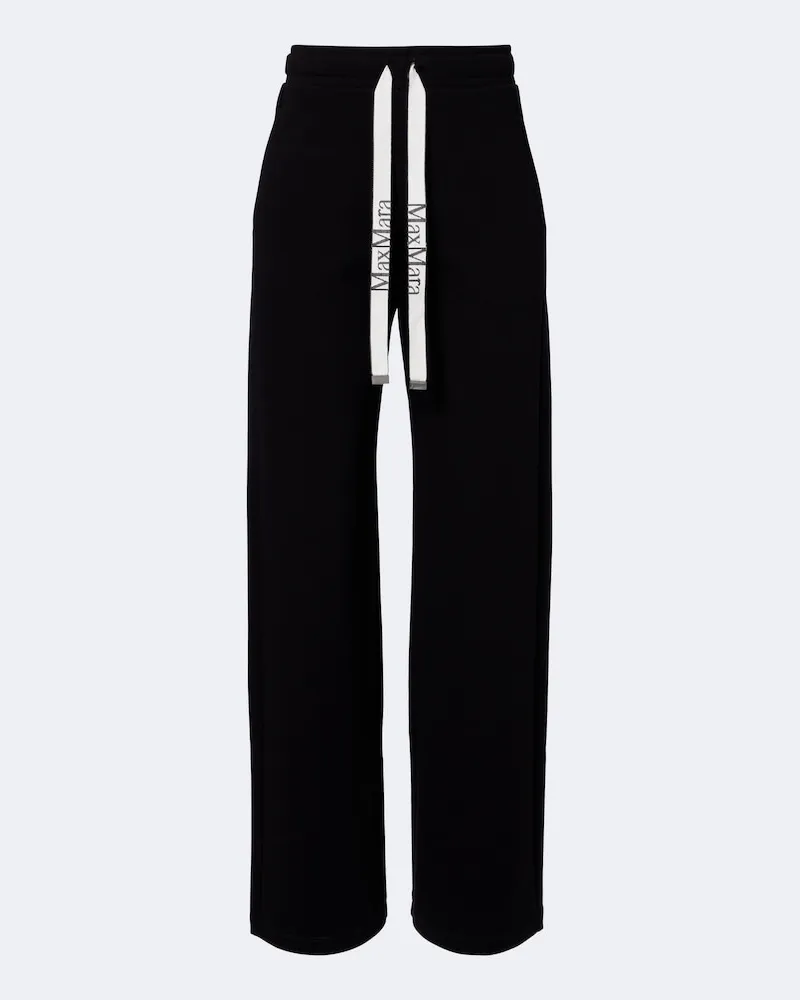 Max Mara Weite Hose aus einem Baumwollgemisch Schwarz