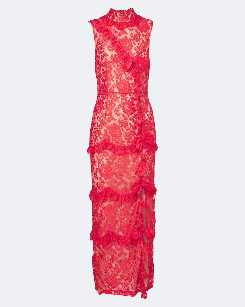 Alessandra Rich Robe aus Spitze Rot