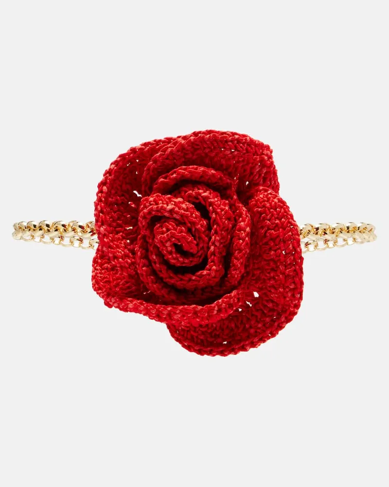 Magda Butrym Halskette Crochet mit Blumenapplikation Rot