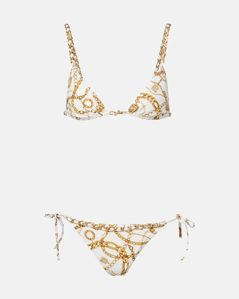 Balmain Bedruckter Bikini Weiß