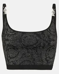 Versace Cropped-Top La Greca Medusa '95 aus Strick Schwarz