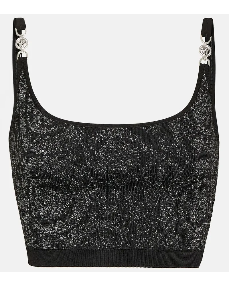 Versace Cropped-Top La Greca Medusa '95 aus Strick Schwarz