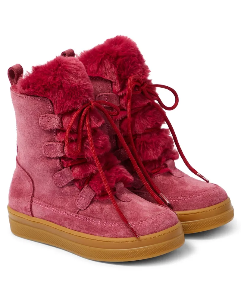 Il Gufo Ankle Boots aus Veloursleder Rosa