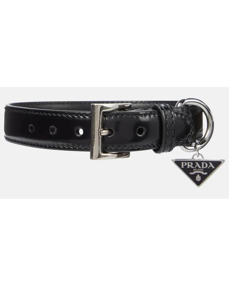 Prada Halsband fuer Hunde aus Leder Schwarz