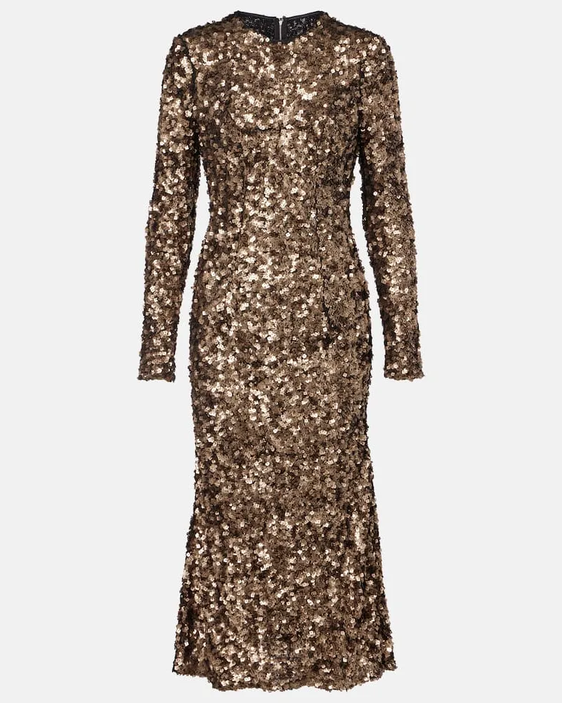 Dolce & Gabbana Midikleid mit Pailletten Braun