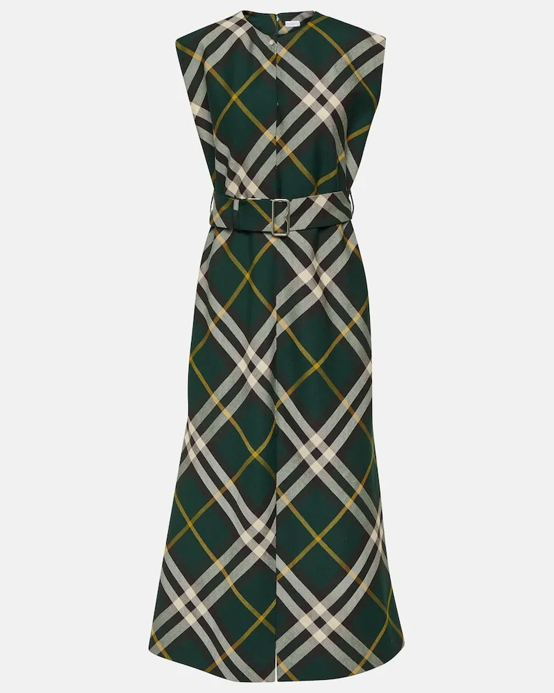 Burberry Midikleid Burberry Check aus Wolle Grün
