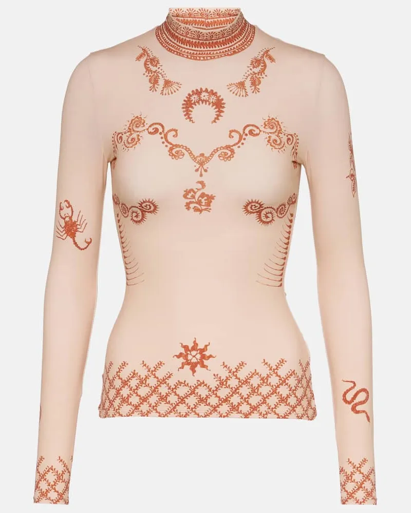 Marine Serre Top Second Skin aus Jersey Rosa