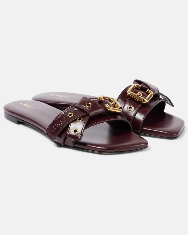 Chloé Chloé Pantoletten Mae aus Leder Burgunderrot