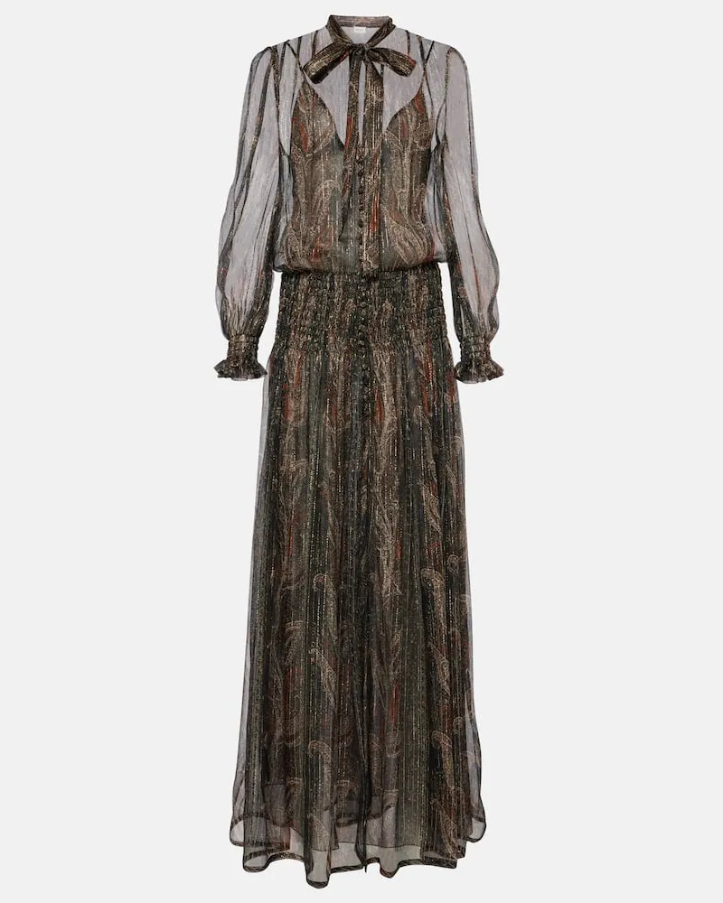 Saint Laurent Maxikleid aus einem Seidengemisch Multicolor