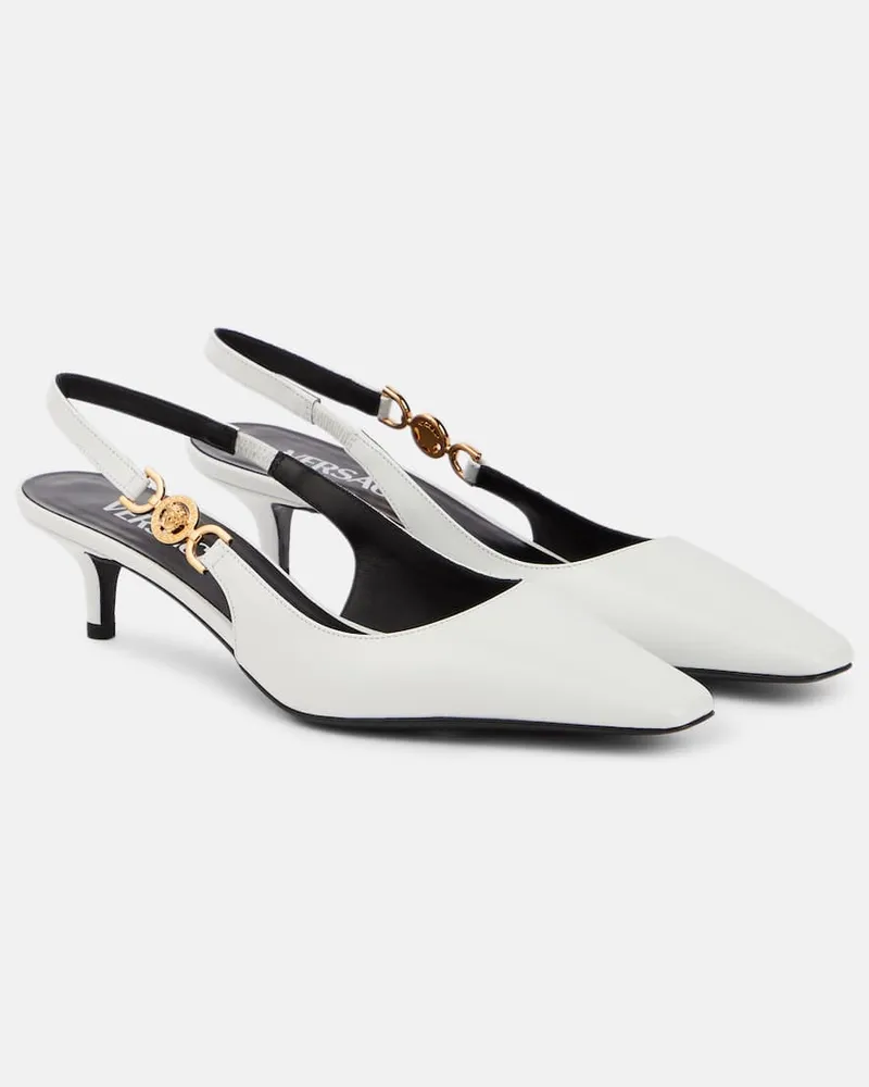 Versace Slingback-Pumps Medusa Biggie aus Leder Weiß