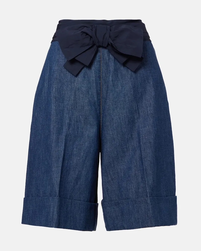 Valentino Garavani Bermuda-Shorts aus Baumwoll-Chambray Blau