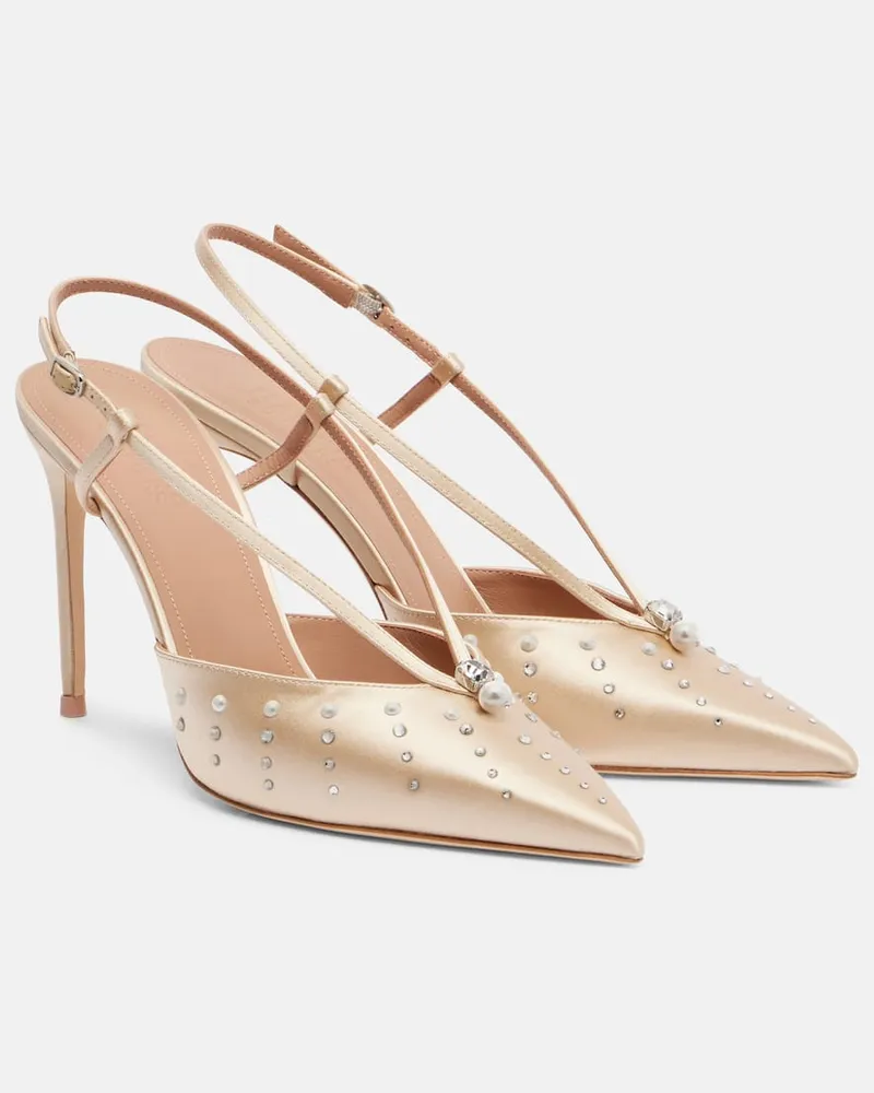 Malone Souliers Verzierte Slingback-Pumps Moore 90 aus Satin Beige