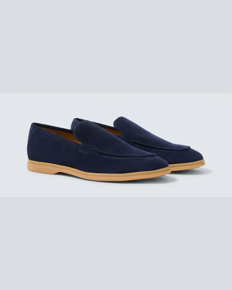 Eleventy Verzierte Loafers aus Veloursleder Blau