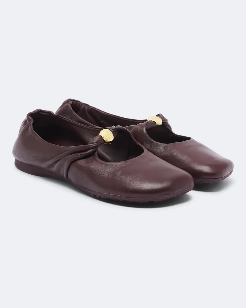 Loewe Mary-Jane-Ballerinas Pebble Soft aus Leder Burgunderrot