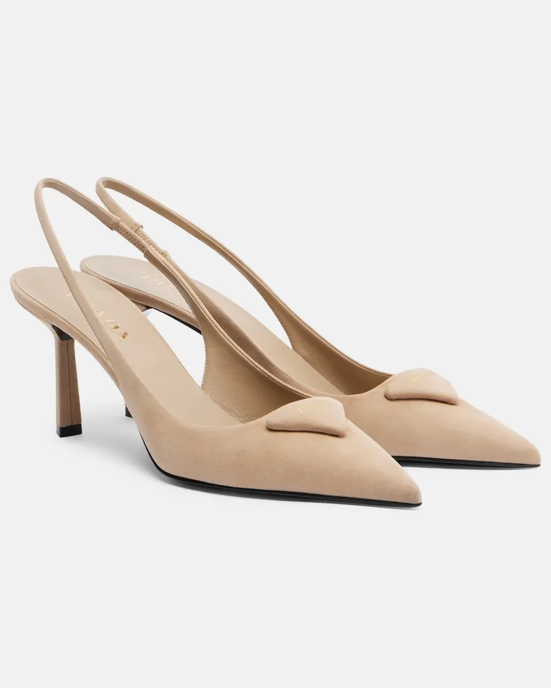 Prada Slingback-Pumps aus Veloursleder Beige