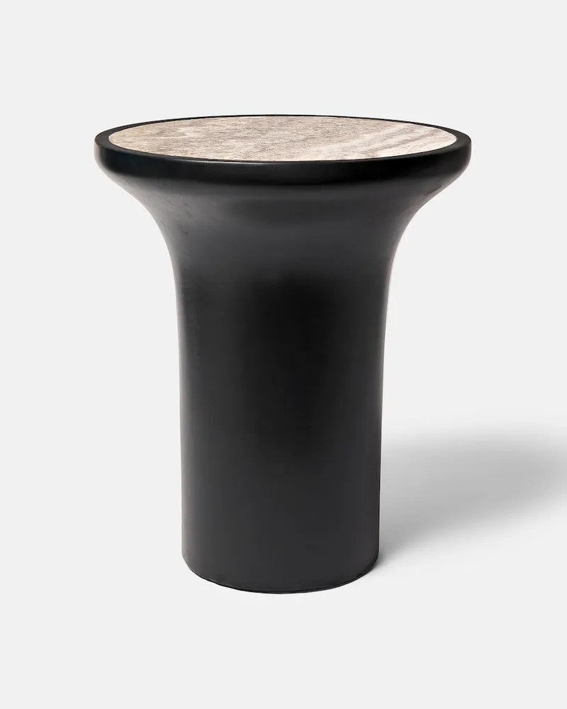 101 Copenhagen Beistelltisch Trumpet Tall aus Travertin Silber