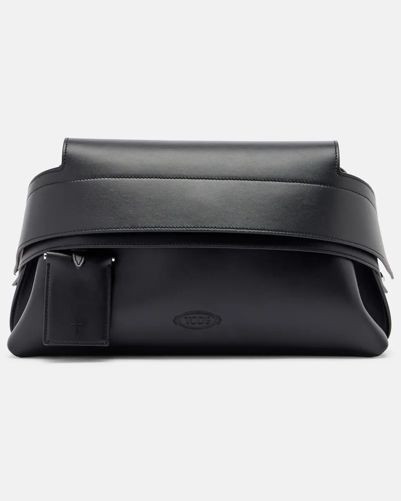TOD'S Clutch Wave Mini aus Leder Schwarz